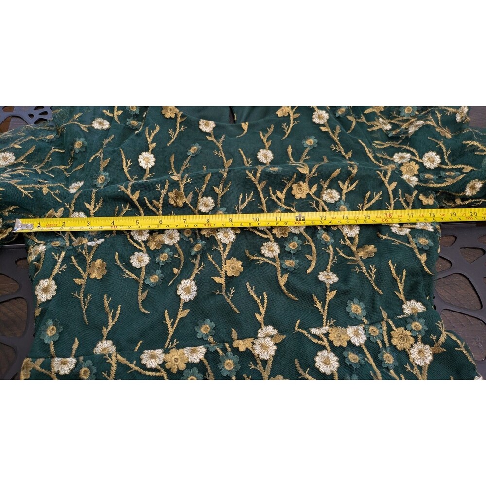 Baltic Born Arabella Maxi Dress XL Floral Embroidered Tulle Wedding Event Green - Picture 10 of 12